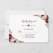 Elegant Burgundy Marsala Floral Wedding RSVP (Achterkant)