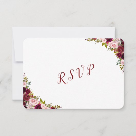 Elegant Burgundy Marsala Floral Wedding RSVP (Voorkant)