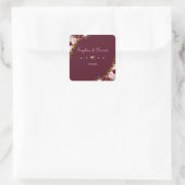 Elegant Burgundy Marsala Floral Wedding Vierkante Sticker (Tas)