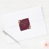 Elegant Burgundy Marsala Floral Wedding Vierkante Sticker (Envelop)