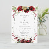 Elegant Burgundy Marsala Succulents Wedding Kaart (Staand voorkant)