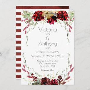 Elegant Burgundy Marsala Succulents Wedding Kaart