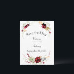 Elegant Burgundy Marsala Succulents Weduwschap Sav Save The Date<br><div class="desc">Dit ontwerp is een prachtige presentatie van eenvoudige succulenten in gebrande kleuren die dit ontwerp "Save the Date" zo elegant maken. Wijnstokken en bladgroenen geven dit een romantisch gevoel. De kruisen mengen perfect met het  kruidenpatroon en de witte streep op de achterkant. Gewoon mooi voor elk seizoen.</div>