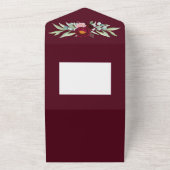Elegant, Burgundy Marsala Waterverf Floral All In One Uitnodiging (Buitenkant)