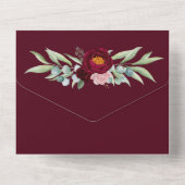 Elegant, Burgundy Marsala Waterverf Floral All In One Uitnodiging (Achterkant)