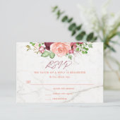 Elegant Burgundy Mauve Peach RSVP Enclosure (Staand voorkant)