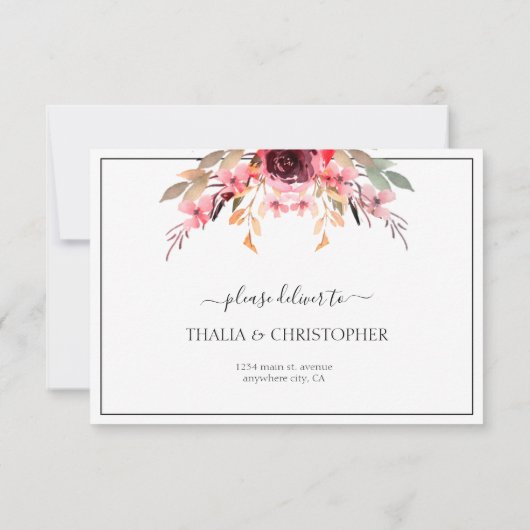 Elegant Burgundy Mauve RSVP-kaart RSVP Kaartje (Achterkant)