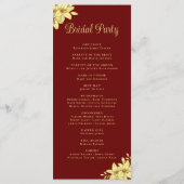 Elegant Burgundy met Gold Typography Wedding Programmakaart (Achterkant)