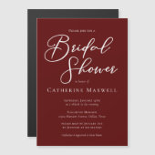 Elegant Burgundy Minimalist Bridal Shower Magnetische Uitnodiging (Voorkant / Achterkant)