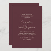 Elegant Burgundy Minimalist Rehearsal Dinner Kaart (Voorkant / Achterkant)