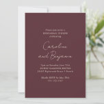 Elegant Burgundy Minimalist Rehearsal Dinner Kaart<br><div class="desc">Deze mooie uitnodiging voor een repetitief diner bevat volledig bewerkbare tekst en een elegante Bourgogne en een wit palet.</div>