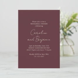 Elegant Burgundy Minimalist Rehearsal Dinner Kaart