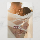 Elegant Burgundy Minimalist Wedding Kaart (Achterkant)