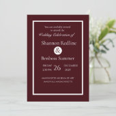 Elegant Burgundy Minimalist Wedding Kaart (Staand voorkant)