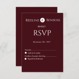 Elegant Burgundy Minimalist Wedding  RSVP Kaartje