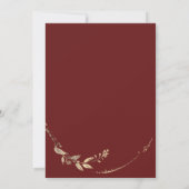 Elegant Burgundy Modern Gold Botanical Wedding Kaart (Achterkant)