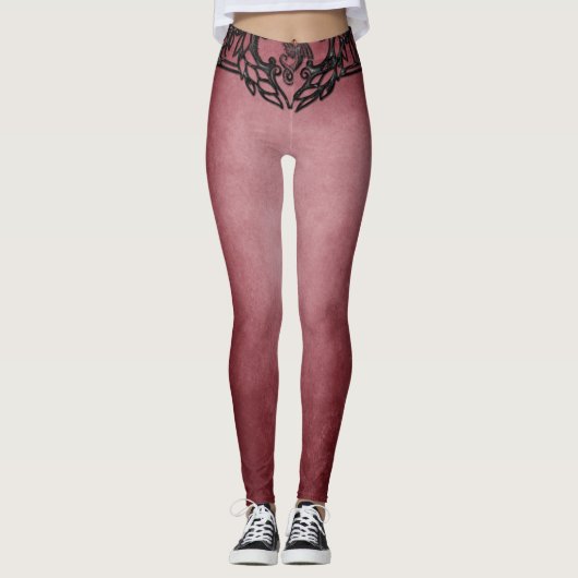 Elegant burgundy modern leggings (Voorkant)
