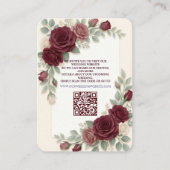 Elegant Burgundy  Modern QR Code Wedding Informatiekaartje (Voorkant)