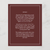 Elegant Burgundy Monochrome Weddenschap Eenvoudig (Achterkant)