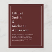 Elegant Burgundy Monochrome Weddenschap Eenvoudig (Voorkant)