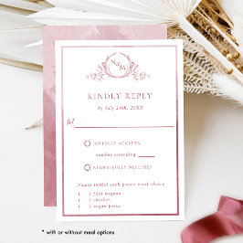 Elegant Burgundy Monogram en Waterverf RSVP