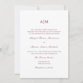 Elegant Burgundy Monogram Weddenschap Kaart (Voorkant)