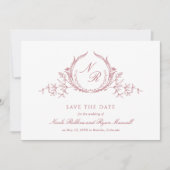 Elegant Burgundy Monogram Weddenschap Save The Date (Voorkant)