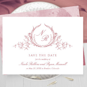 Elegant Burgundy Monogram Weddenschap Save The Date