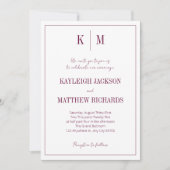 Elegant Burgundy Monogram Wedding  Kaart (Voorkant)