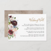 Elegant Burgundy Navy Bloemen Wensput Informatiekaartje (Voorkant / Achterkant)