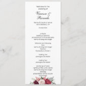 Elegant burgundy Navy Blue Floral Wedding Programm Programmakaart (Voorkant)