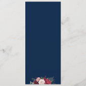 Elegant burgundy Navy Blue Floral Wedding Programm Programmakaart (Achterkant)
