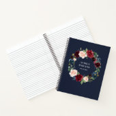 Elegant Burgundy Navy Blue Flowers notebook Notitieboek (Binnen)