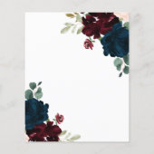 Elegant Burgundy & Navy Blue Flowers Save the Date (Achterkant)