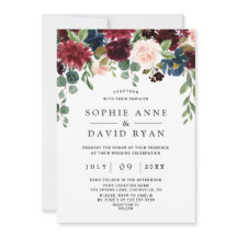 Elegant Burgundy Navy Blue Flowers Wedding