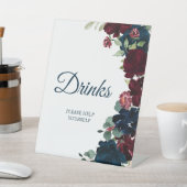 Elegant Burgundy & Navy Blue Shower Drinken Sign Reclamebord Met Voetstuk (Insitu)