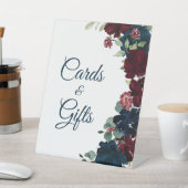 Elegant Burgundy & Navy Blue Shower Kaarten & Gift Reclamebord Met Voetstuk (Insitu)