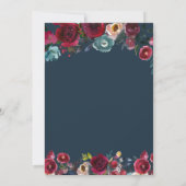 Elegant Burgundy Navy Floral 70th Birthday Party Kaart (Achterkant)