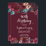 Elegant Burgundy Navy Floral 70th Birthday Party Kaart<br><div class="desc">Moderne, legante, Burgundy Marsala Navy Waterverf Floral 70ste mijlpaal op de dag van de uitnodiging van de Birthday Party. Sjablonen op de uitnodiging van de Birthday. Chich burgundy, marsala, navy geschilderde waterverf rozen, botanische blush floral arrangement design met groene bladeren op een rode of marsala achtergrond. Eigenschap een elegant handgeschreven...</div>