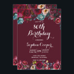 Elegant Burgundy Navy Floral 80th Birthday Party Kaart<br><div class="desc">Moderne, legante, Burgundy Marsala Navy Waterverf Floral 80ste mijlpaal op de dag van de uitnodiging van de Birthday Party. Sjablonen op de uitnodiging van de Birthday. Chich burgundy, marsala, navy geschilderde waterverf rozen, botanische blush floral arrangement design met groene bladeren op een rode of marsala achtergrond. Eigenschap een elegant handgeschreven...</div>