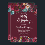 Elegant Burgundy Navy Floral 80th Birthday Party Kaart<br><div class="desc">Moderne, legante, Burgundy Marsala Navy Waterverf Floral 80ste mijlpaal op de dag van de uitnodiging van de Birthday Party. Sjablonen op de uitnodiging van de Birthday. Chich burgundy, marsala, navy geschilderde waterverf rozen, botanische blush floral arrangement design met groene bladeren op een rode of marsala achtergrond. Eigenschap een elegant handgeschreven...</div>