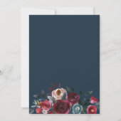 Elegant Burgundy Navy Floral Gold Lijst Wedding Kaart (Achterkant)