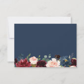 Elegant Burgundy Navy Floral Script Weduwfoto Bedankkaart (Achterkant)