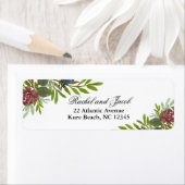 Elegant Burgundy Navy Floral Wedding Address Label (Insitu)