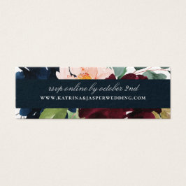 Elegant Burgundy Navy Floral Wedding Website RSVP Mini Visitekaartjes