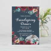 Elegant Burgundy Navy Friendsgiving Kaart (Staand voorkant)