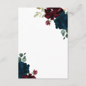 Elegant Burgundy & Navy Reception Kaart (Achterkant)