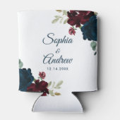 Elegant Burgundy & Navy Rustic Wood Wedding Blikjeskoeler (Achterkant)