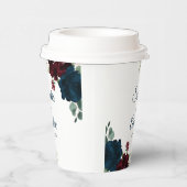 Elegant Burgundy & Navy Rustic Wood Wedding Papieren Bekers (Rechts)