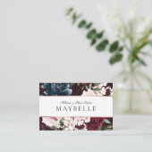 Elegant Burgundy & Navy Waterverf Floral Lijst Visitekaartje (Staand voorkant)